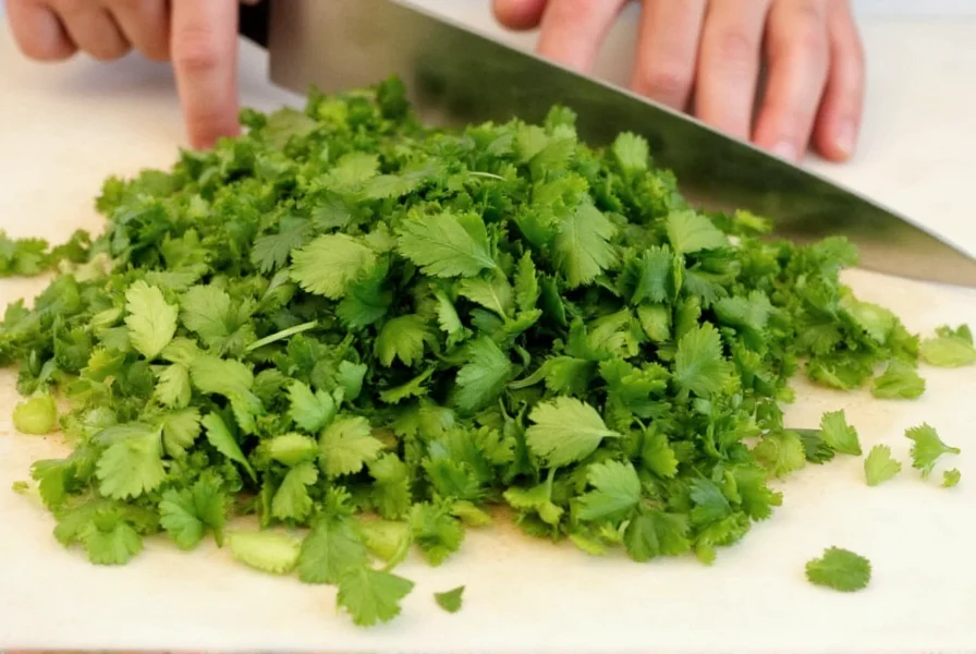Properly chopped coriander in a small bowl showing vibrant green color