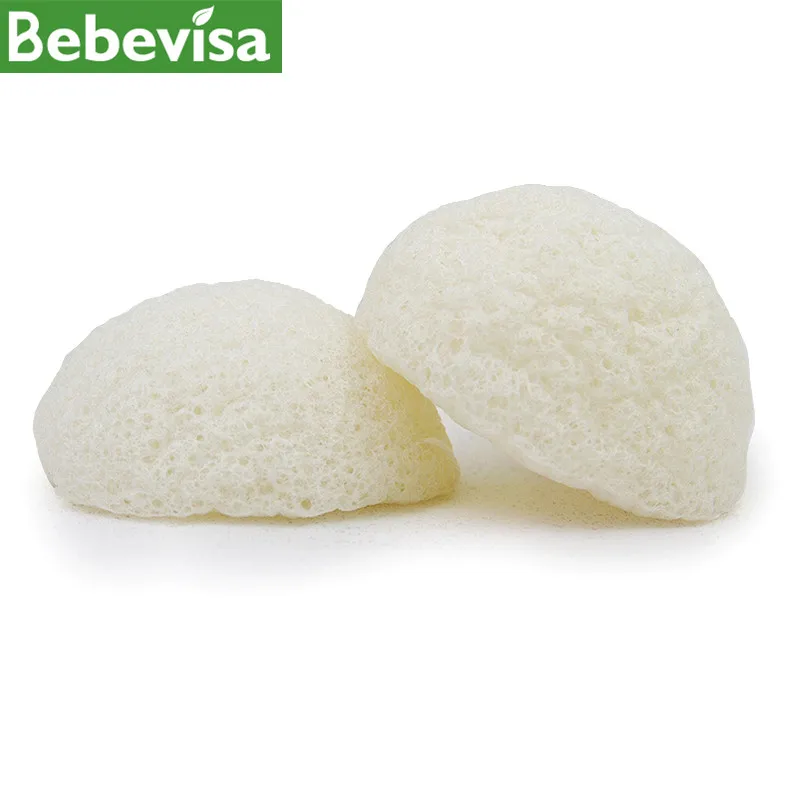 

Bebevisa 2021 amazon hot seller High Quality Bebevisa 100% Natural Collagen Half-ball Konjac Sponges, Natural color