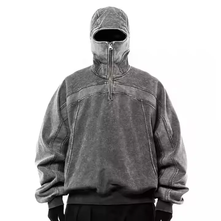 Oversized Acid Washed Distressed Hoodie