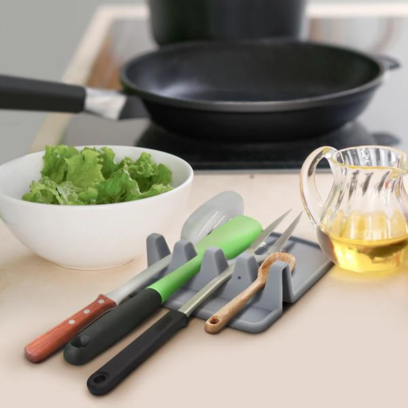 

Utensil Storage Rack Spoon Rest Holder Creative Anti-Slip Silicone Kitchen, As photo
