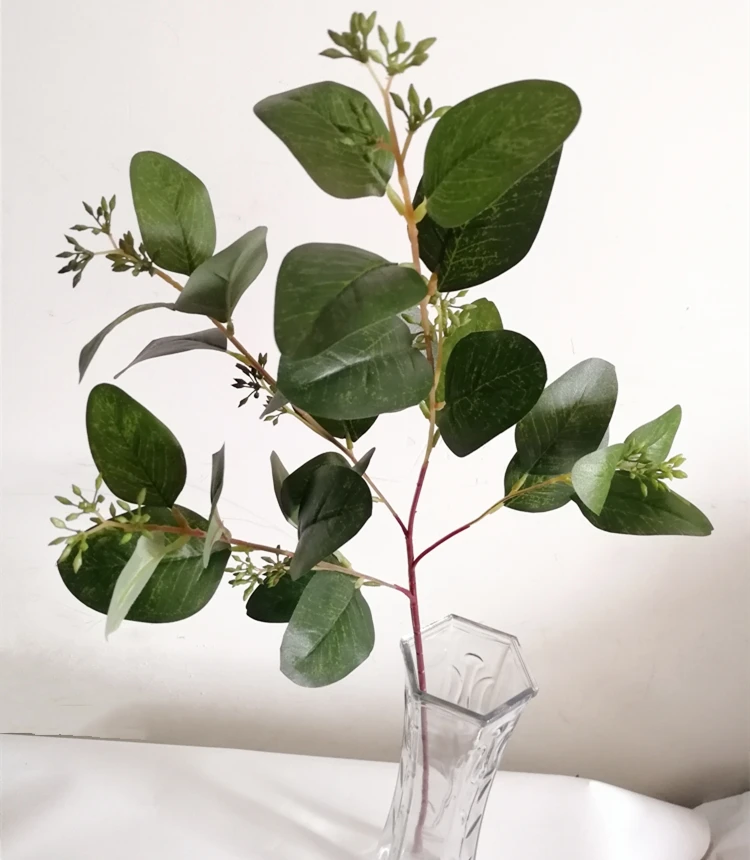 

Lorenda YYJL007 green plastic fabric Netherlands silver dollar artificial eucalyptus leaves branch with small berries
