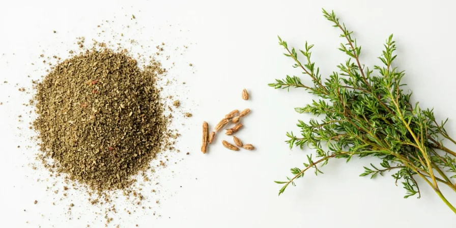 Side-by-side comparison of dry and fresh thyme