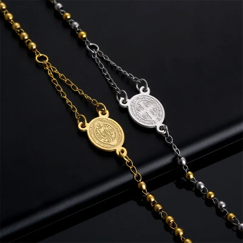 

CHENGYI Religious Christian Catholic Stainless Steel Rosary Beads Jesus Crucifix Cross Virgin Mary Chain Prayer Rosary Bracelet