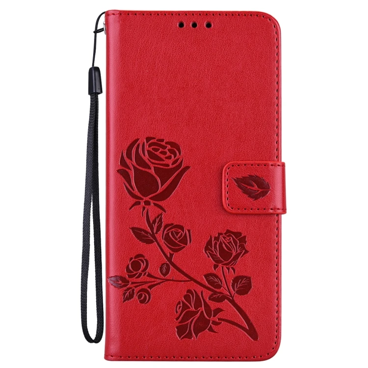 

Pure Red For Xiaomi Poco M3 Rose Embossed Horizontal Flip PU Leather Case with Holder & Card Slots & Wallet