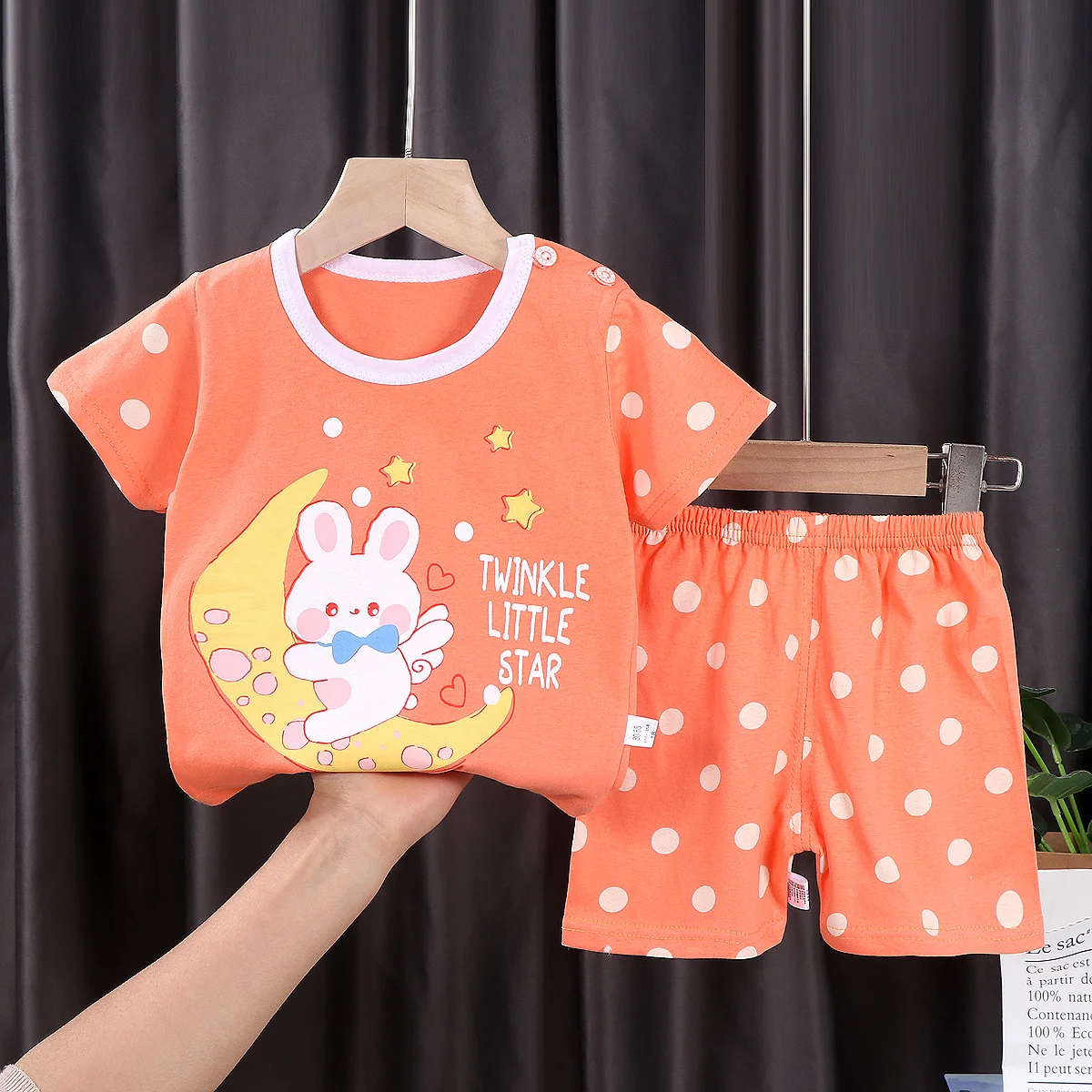 

Summer new cotton children's short-sleeved T-shirt suit baby short-sleeved shorts two-piece set, Picture