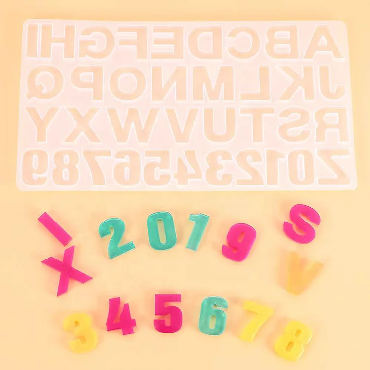 

DIY Crystal Drop Alphabet Letter Number Epoxy Resin Mold for Keychain Casting Silicone Molds