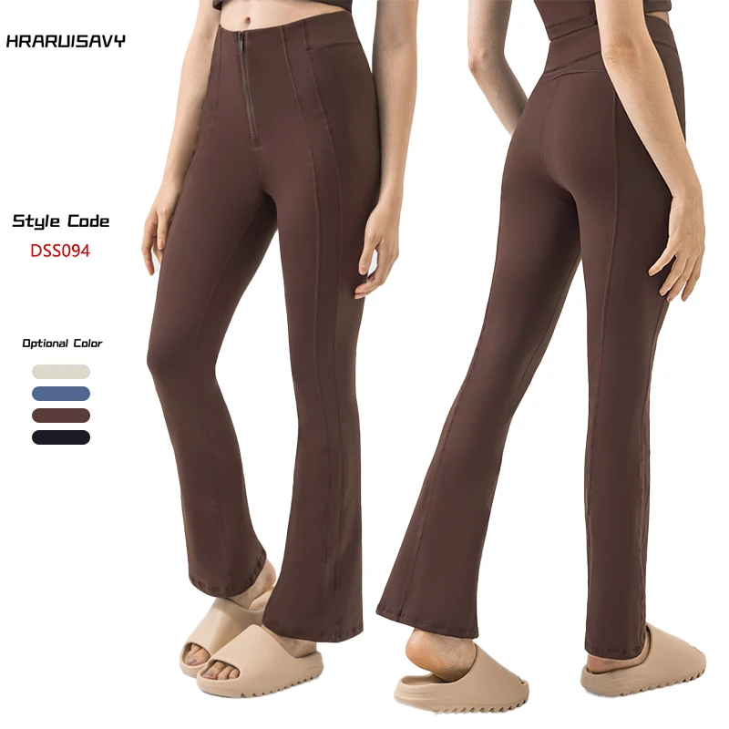 New Zipper Tummy Control Leggings Hip Lifting Nine-minute Flare Pants Women Versatile Casual Sports Running Yoga Pants Women