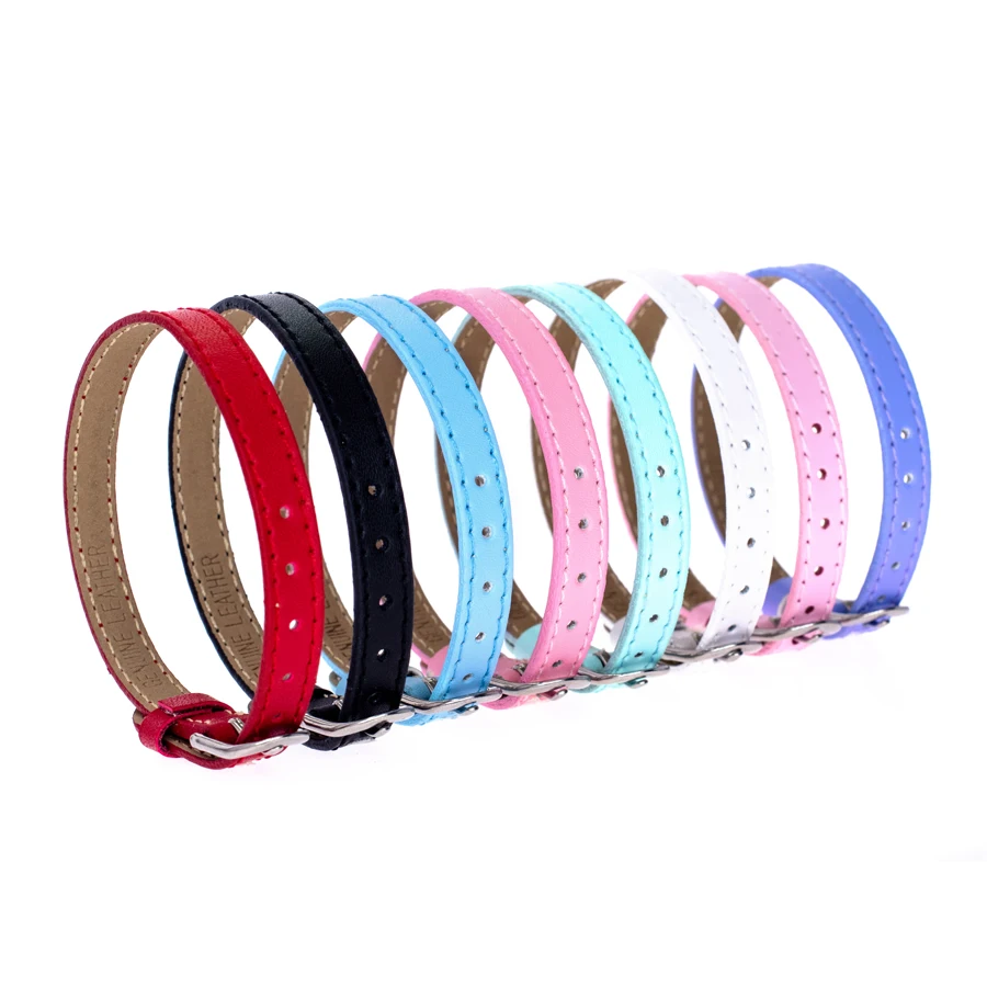 

Be in stock China direct factory price 8mm real leather Wristband Genuine Leather Bracelet Fit 8mm slide charms slide letters, Choose what you like