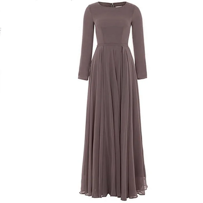 
silk chiffon muslim women semi formal long dress 