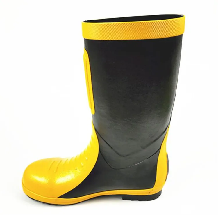 

Rubber Steel Toe Protective Anti-Puncture Anti-Smash Heavy Industry Mining Boots Brand Safety Shoes, Black and yellow