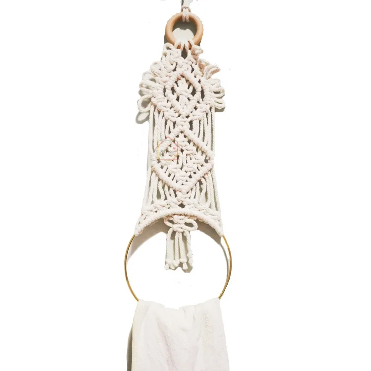 

macrame towel holder macrame wall hanging tapestry boho home decor, White