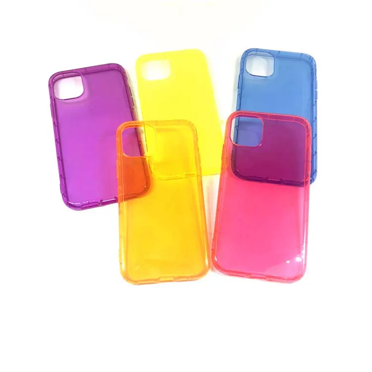 

Fashion style fluorescent color crystal clear 1.5mm soft TPU transparent phone cover case for LG V50S / G8X