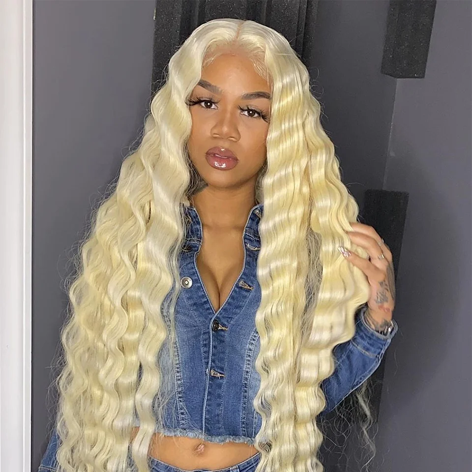 

Lace Front Human Hair Wig,32 Inch 613 Virgin Hair Lace Front Wig Blonde Cuticle Aligned Brazilian Swiss Lace Long 150%