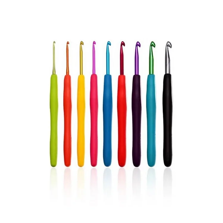 

New Colorful Ergonomic Grip 2.0mm - 8.0mm Soft Handles Aluminum Crochet Hooks, May vary to the stock