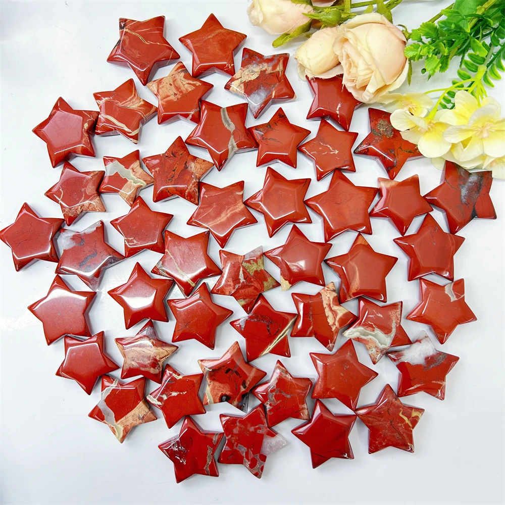 Wholesale Crystal crafts palm stone Polishing natural raw new Product red jasper star For gift ornament