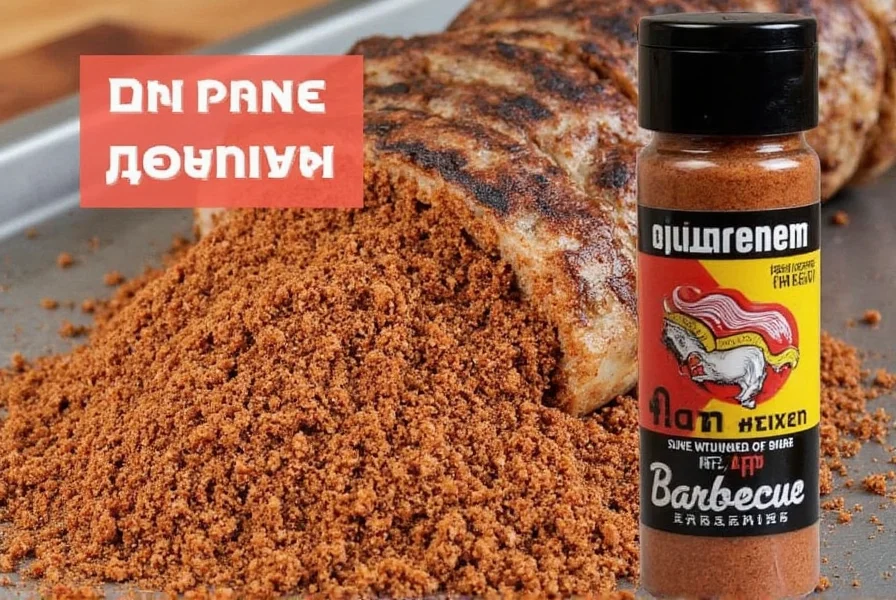 Close-up of barbecue seasoning rub on wooden spoon