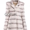 Qdfur Real Water Mane Or Lazy Rabbit Fur Ladies Coat With Belt And Internal Pumping Winter Women Clothing QD22241