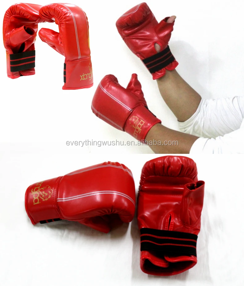 PU Leather Half Mitts  MMA Muay Thai Training Punching Sparring Boxing Gloves