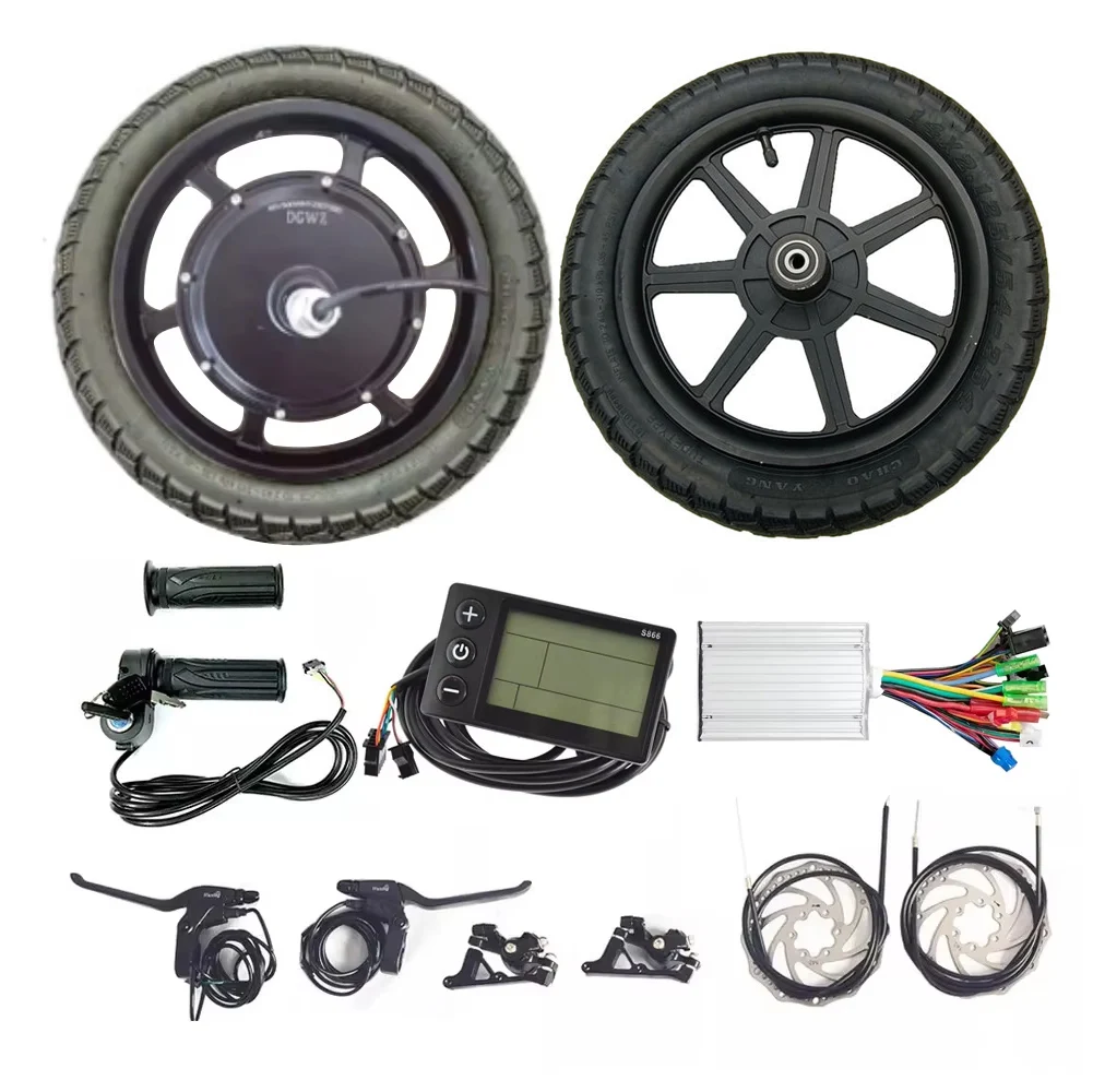 14 Inch 36V 48V 350W 500W Gearless Brushless Hub Motor Electric Bicycle Conversion Kit Electric Scooter Motor Kit