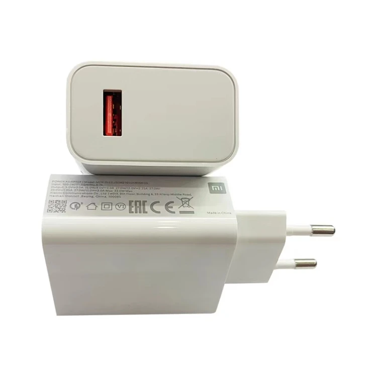 

EU Plug Original for Xiaomi MDY-11-EZ 33W USB Fast Charge Charger, 5V-3A Portable Travel Mobile Phone USB Charger, White