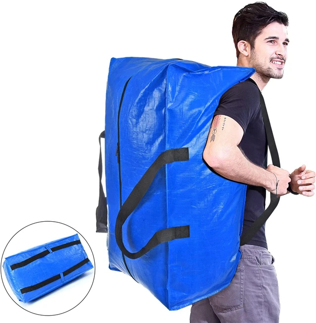 

Heavy Duty Extra Large capacity Storage Bags, 4 packs XL Blue Moving Bags Totes with Zippers for Clothing Storage
