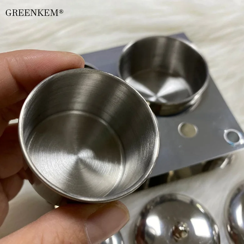 

GREENKEM 3pcs/lot Thick Stainless Steel Crystal Dish Metal Lid Manicure Powder Stainless Steel Acrylic Nail Brush Cleaning Cup, Picture