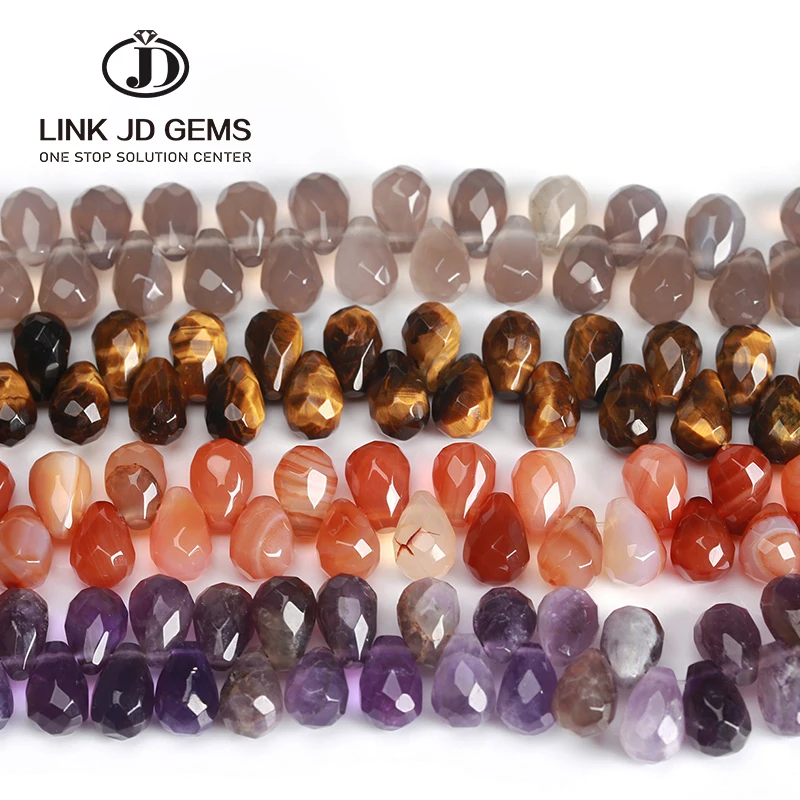 

Drop-shape Beads Faceted Natural Stone Sharp 8x12mm Section Loose Beads Necklace Bracelet Accessory for Jewelry Making