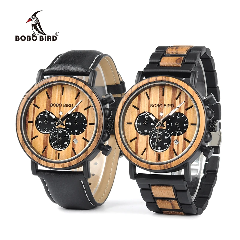 

BOBO BIRD Discount Price Men Wrist Watches Automatic Leather Band Zebra wooden watches for men and women