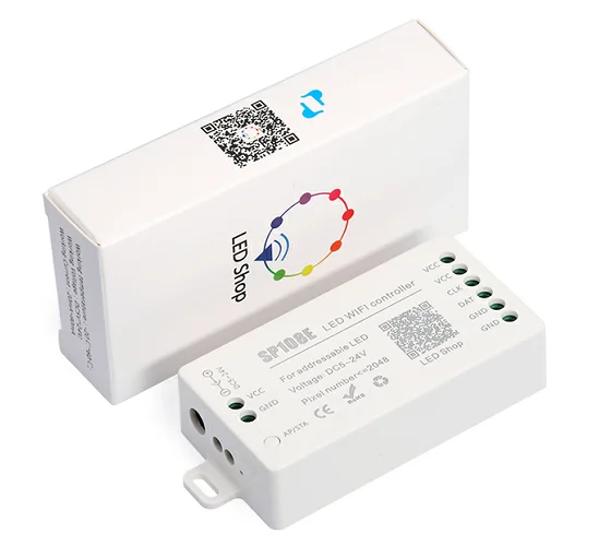 

SP108E SPI Pixel Strip Controller DC5-24V 2048pixels Led Wifi Controller, White