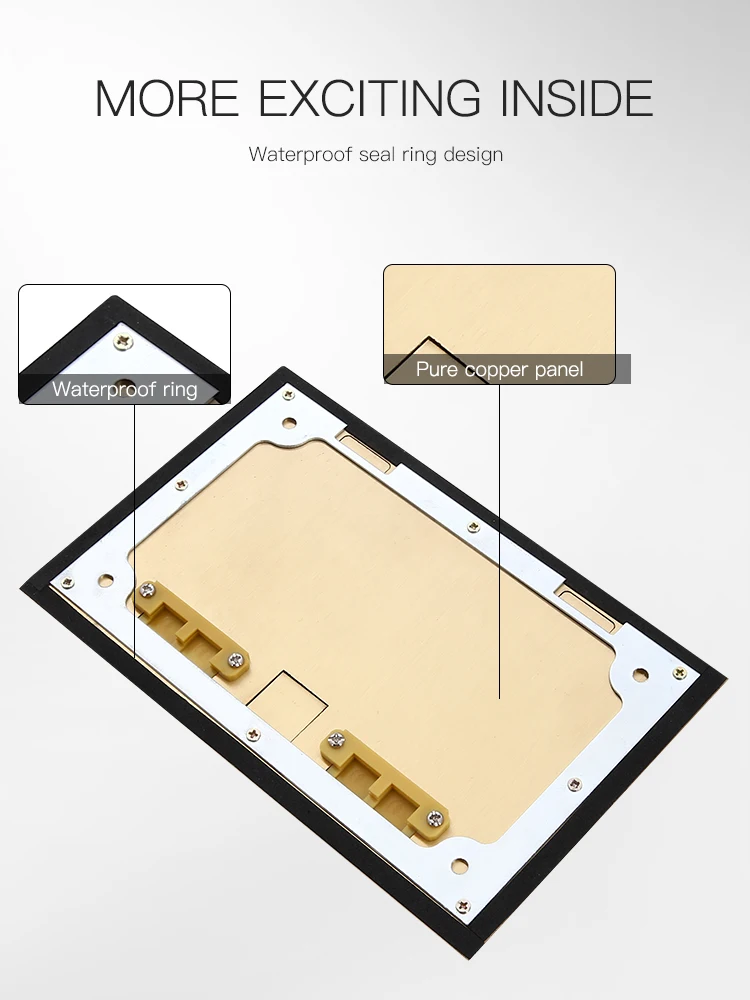 Double commercial open type brass multifunctional floor socket box