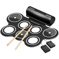

Electronic Drum Set for Kid Roll Up Beginner Practice Drum Pad USB MIDI Built in Speaker Drum Pedals Musical Instrument