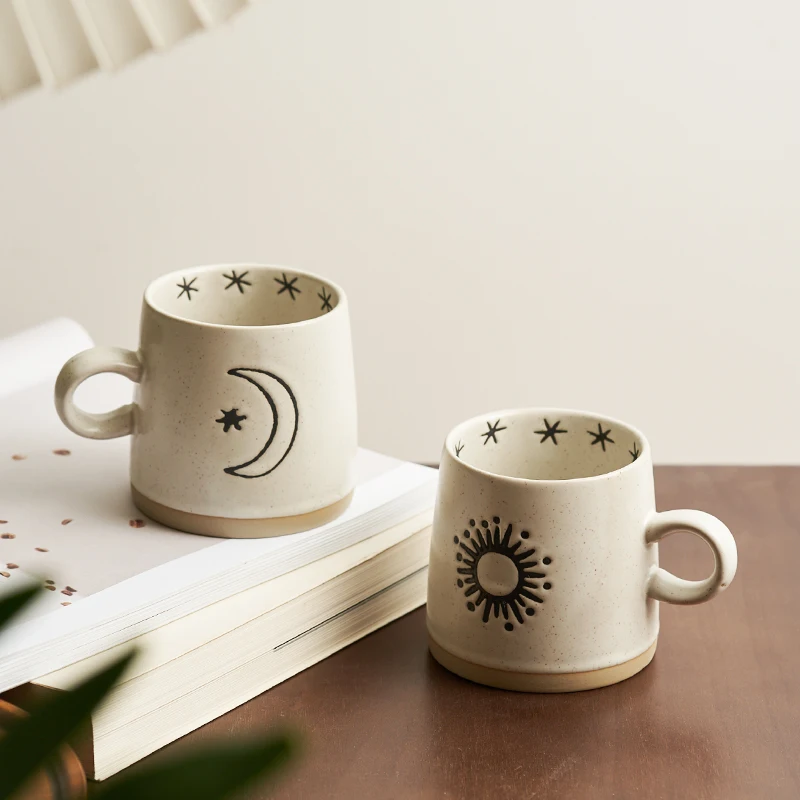 

siyue 400ml Handmade pottery clay Ceramic glaze Drinkware office water coffee tea mug Cups set wholesale With Handle 3213