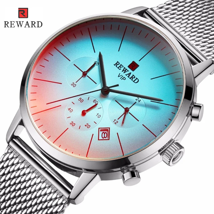 

REWARD RD82004M 2019 New Men's Wrist Watch Waterproof Full Steel Chronograph Watch Men Fashion Auto Date Quartz Clock