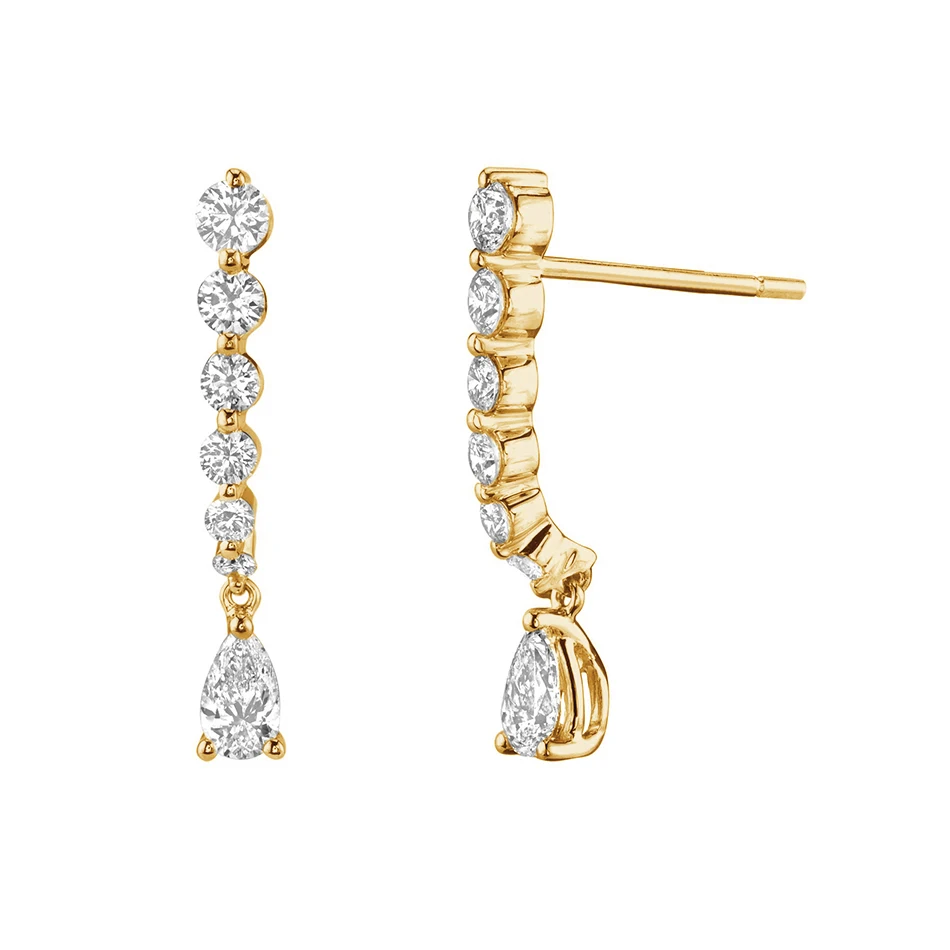 

hot sale 925 sterling silver women earrings fashion 18k gold plated short zircon cascade with pear drop earrings