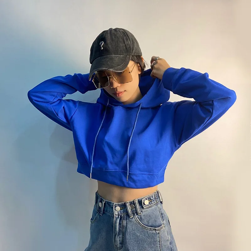 

premium blank oversized terry hoodie french terry crop top sweaters womens hoodies 2021