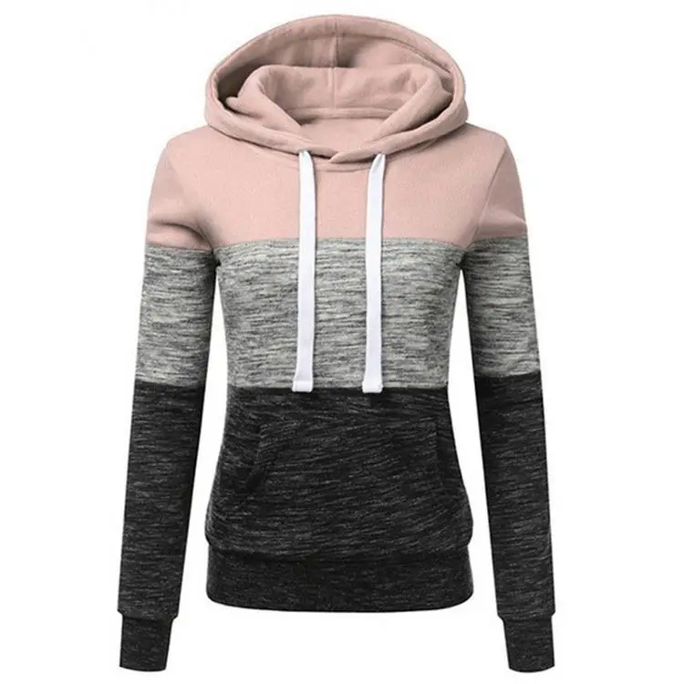 

Hoodies Women Sweatshirts Fashion Womens Casual Hoodies Sweatshirt Patchwork Ladies Hooded Pullover Women Clothing Sweats Warm, Black or custom color