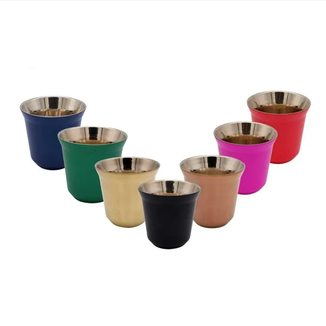 

150ml Sample Available metal 304 double wall stainless steel Insulated Nespresso Coffee Cup Espresso Cups, Customized colors acceptable