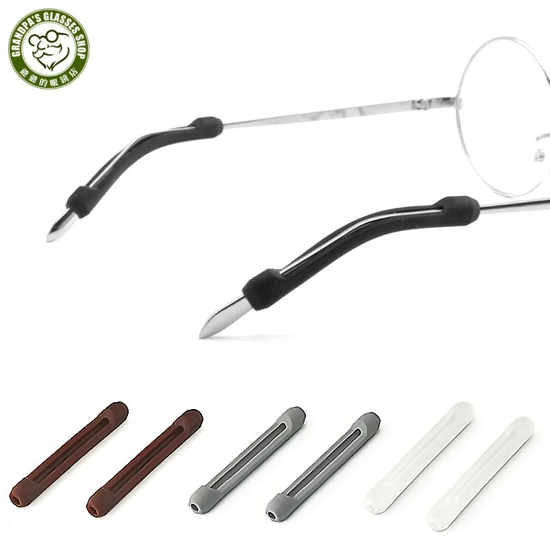 

Hot Selling Kids and Adults Colorful safety Anti Slip Adjustable ear hook glasses silicone temple tips Reading glasses retainer, Black/brown/grey/transparent