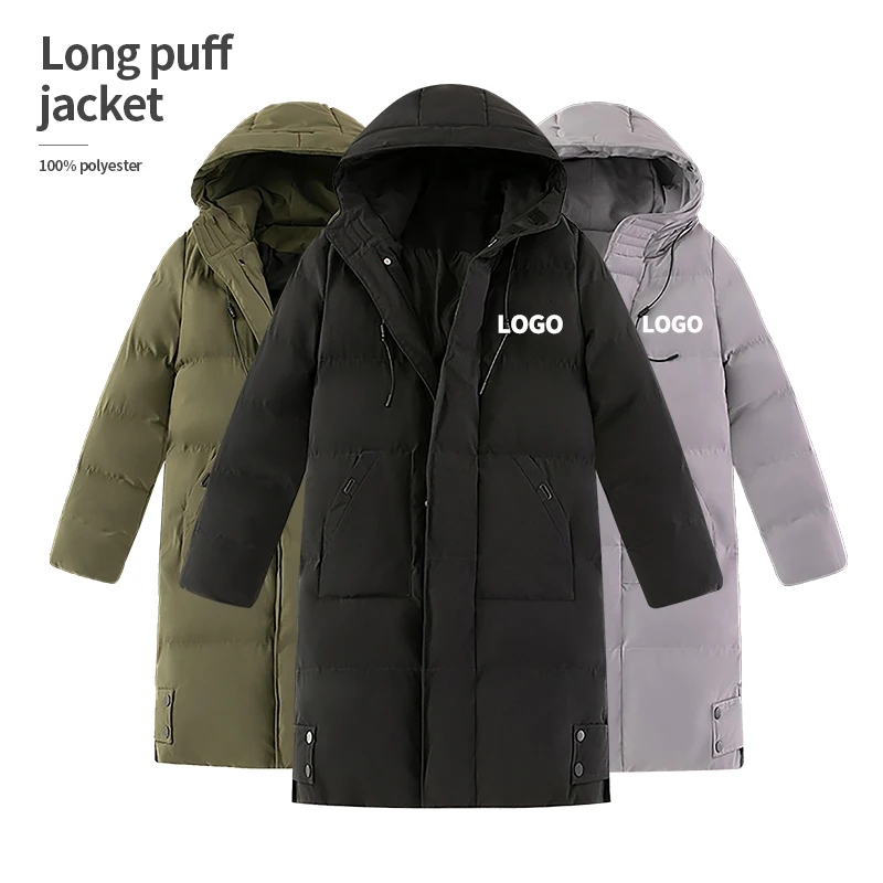 Cold Winter Coat Custom logo Puff Windproof Long Men's Coats