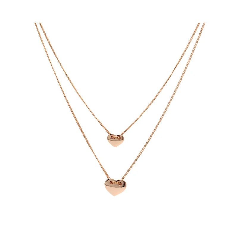 

danyuan jewelry factory yiwu minimalist double layer heart necklace gold chain love heart shape pendant simple necklace women, Picture