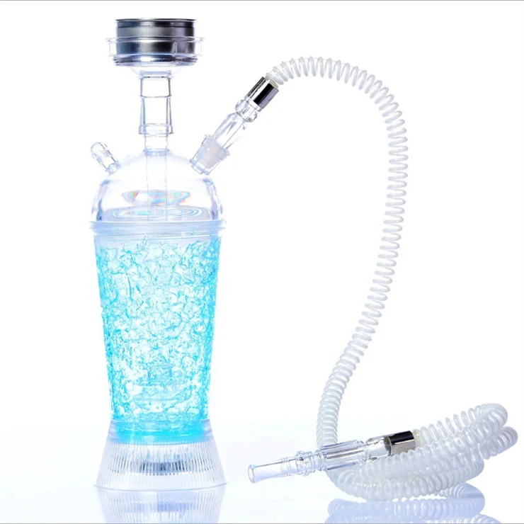 

Wholesale factory direct sale travel hookah hookah Car portable hookah ice cup with LED light smoking accessories, Blue