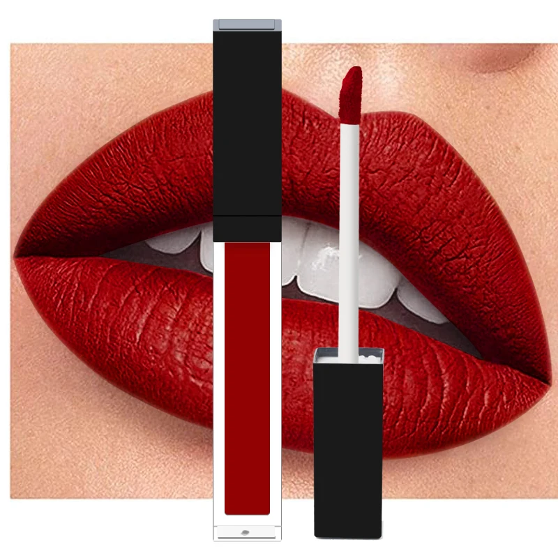 

cosmetic long lasting lipstick makeup waterproof vegan custom logo red nude matte liquid lipstick lip stick private label