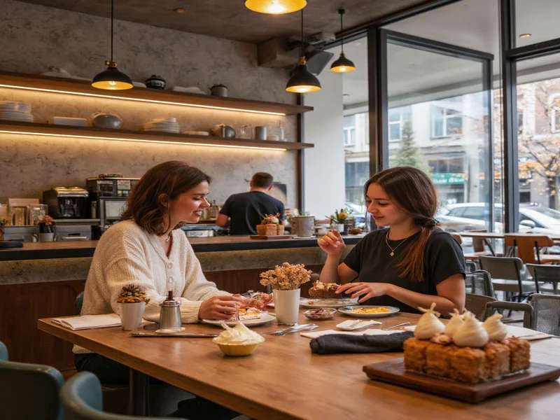 Customers enjoying desserts in thoughtfully designed café space