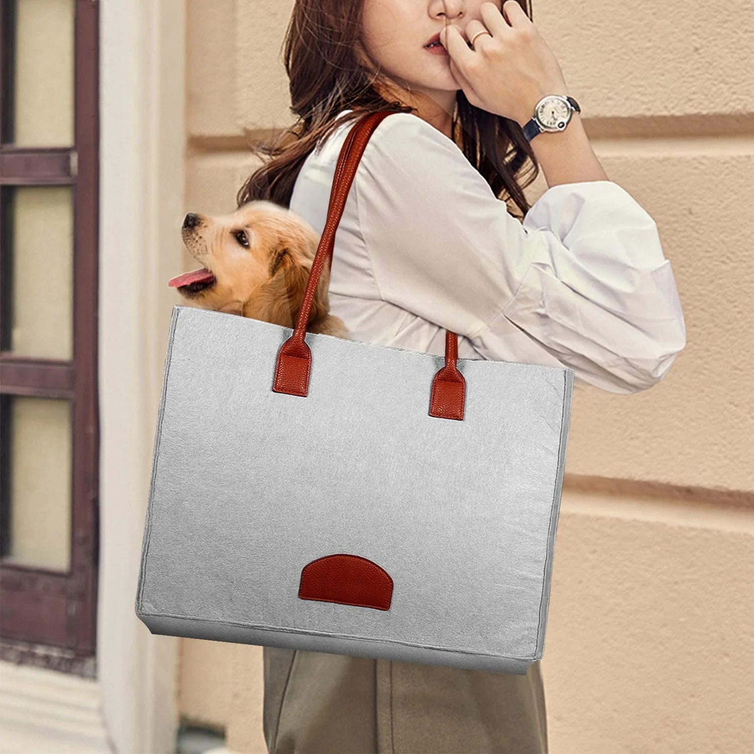 

2022 trending hot products women bags felt shoulder Stylish Travel tote handbag Grocery Bags Reusable Eco Shopping Bags, Customized color