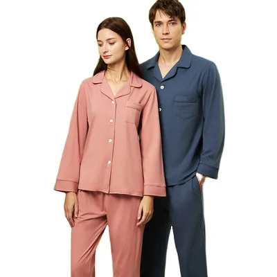 

100% Cotton Pajamas for Couple Natural Style Husband and Wife Fashion Cheap Couples Pajamas, Wine, green or customized color