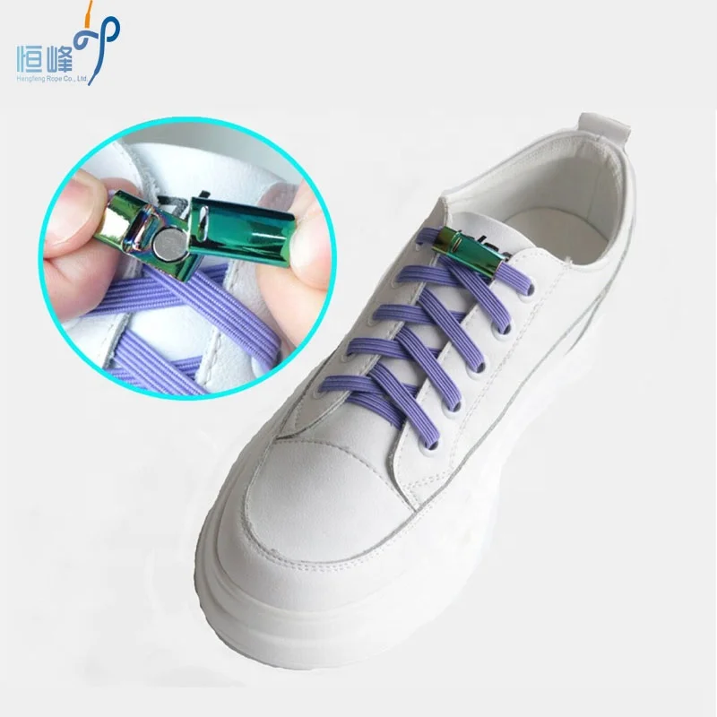 

New Fashion Colorful metal Magnetic Lazy Elastic Flat No Tie Shoelaces, Buckle:colorful ,shoelaces 30colors