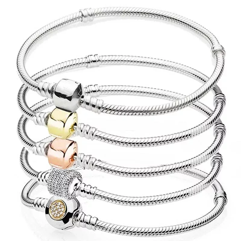 

Hot Sale Classic 925 Sterling Silver Jewelry Snake Chain Suitable For Pandora Bracelets And Charms DIY Bracelet Making Jewelry