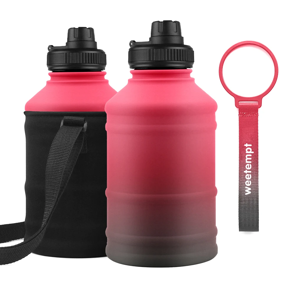 

2.2L single wall BPA Free ingredient color custom logo personalized Stainless Steel Gym Water Bottle With strap