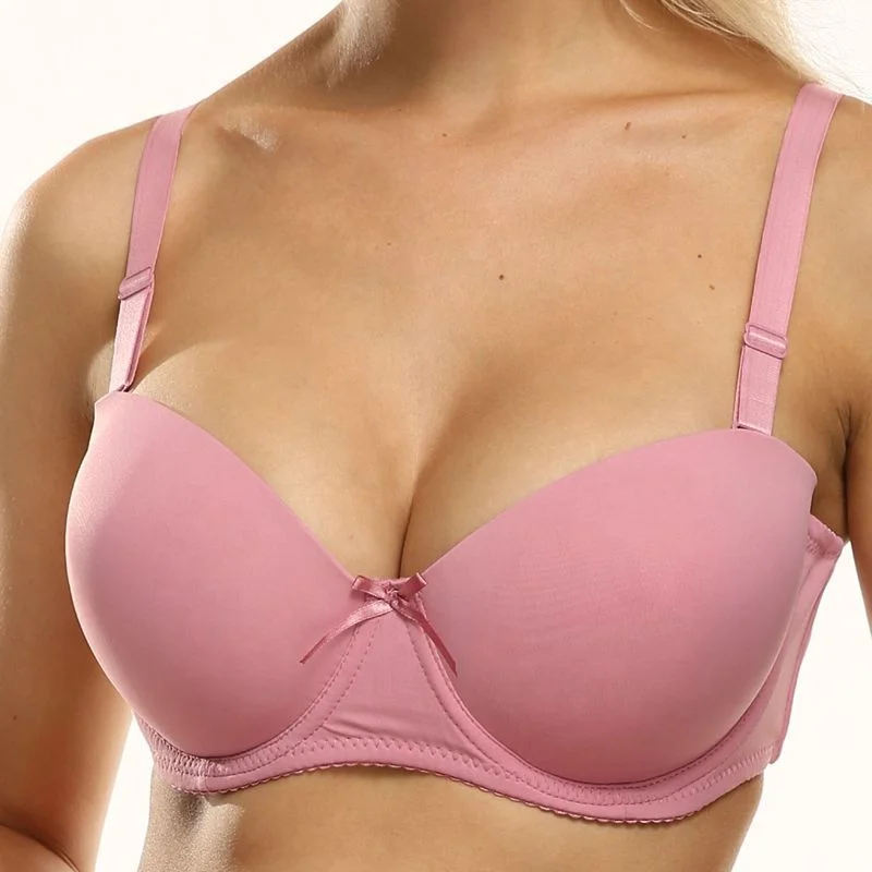 

Seamless 40 size Convertible Strap Plus Size Strapless Brassie Push Up Half Cup Women Bra, White, blue, black, flesh, bean paste, wine red