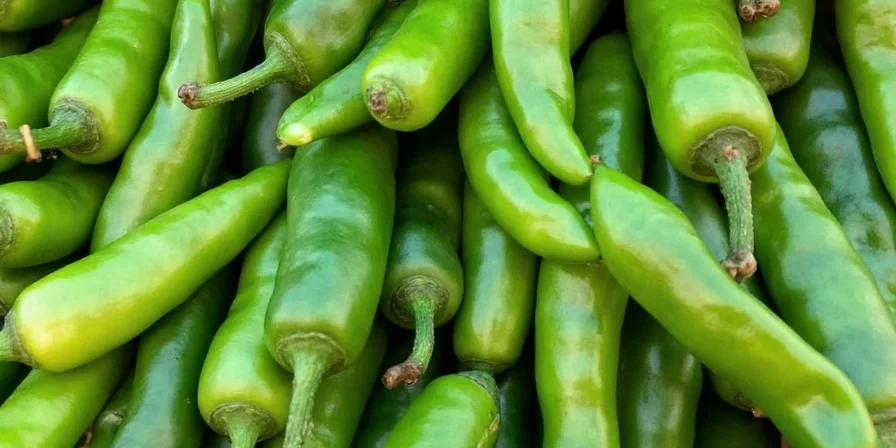 Fresh Turkish green peppers at a market stall